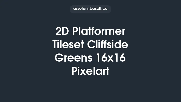 2D Platformer Tileset Cliffside Greens 16x16 Pixelart Thumbnail