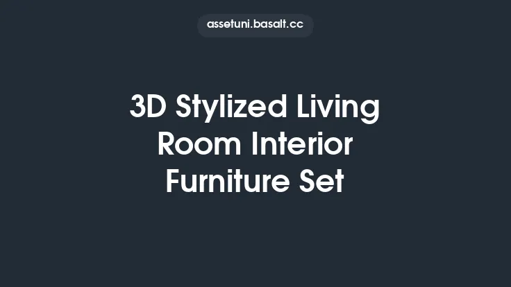 3D Stylized Living Room Interior Furniture Set Thumbnail