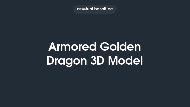 Armored Golden Dragon 3D Model Thumbnail