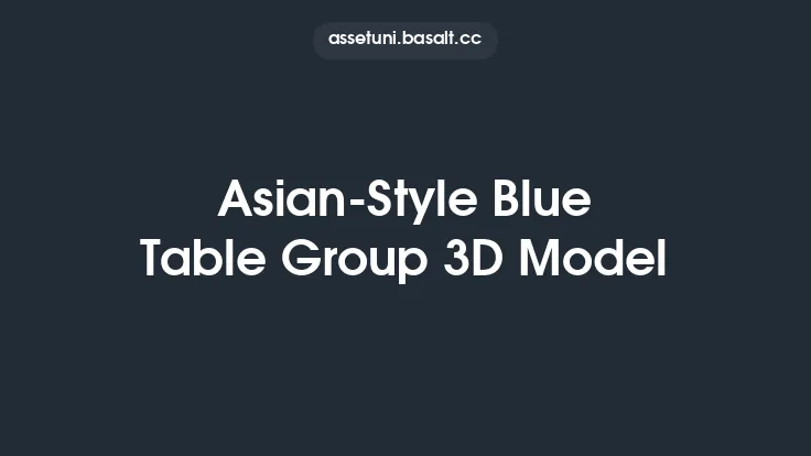 Asian-Style Blue Table Group 3D Model Thumbnail