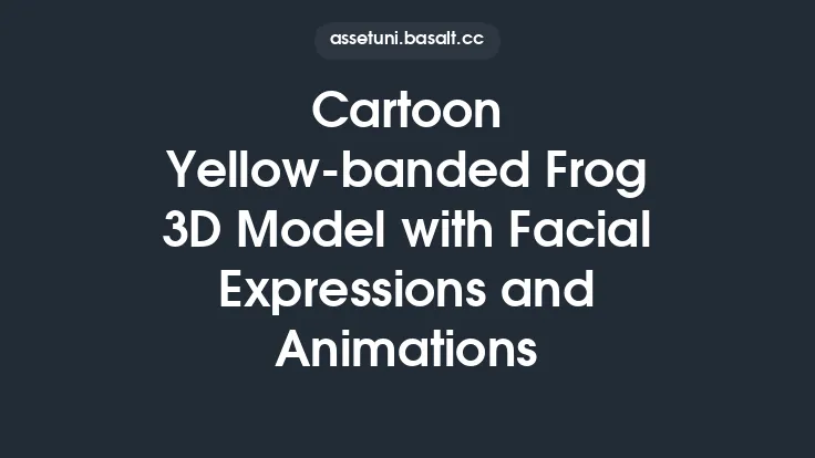 Cartoon Yellow-banded Frog 3D Model with Facial Expressions and Animations Thumbnail