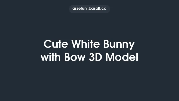 Cute White Bunny with Bow 3D Model Thumbnail
