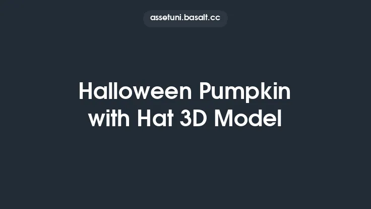 Halloween Pumpkin with Hat 3D Model Thumbnail