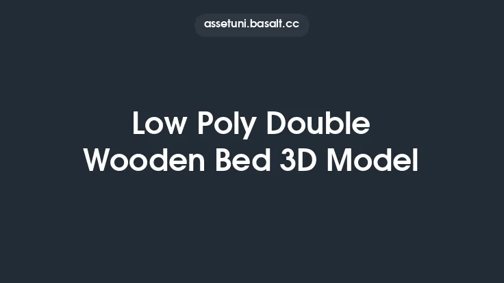 Low Poly Double Wooden Bed 3D Model Thumbnail