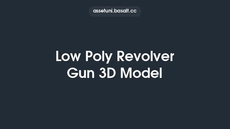 Low Poly Revolver Gun 3D Model Thumbnail