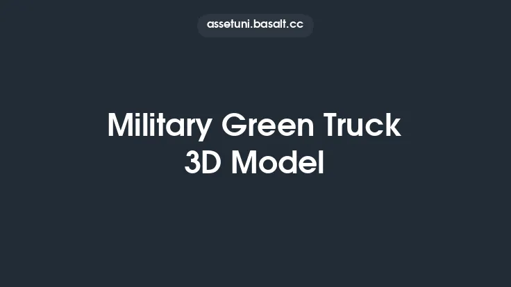 Military Green Truck 3D Model Thumbnail