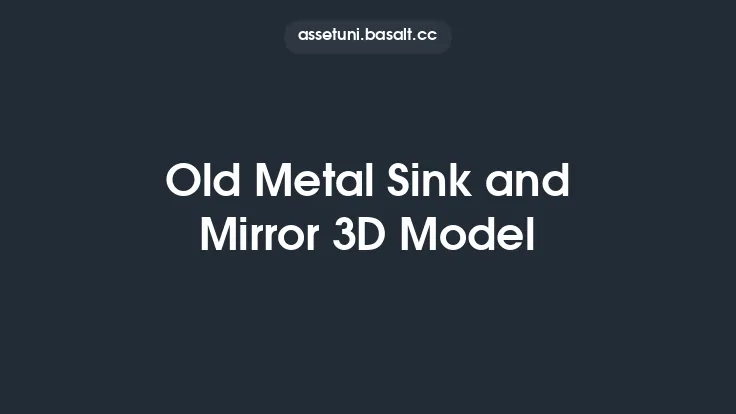 Old Metal Sink and Mirror 3D Model Thumbnail