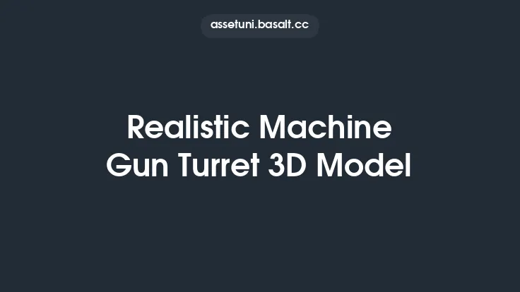 Realistic Machine Gun Turret 3D Model Thumbnail