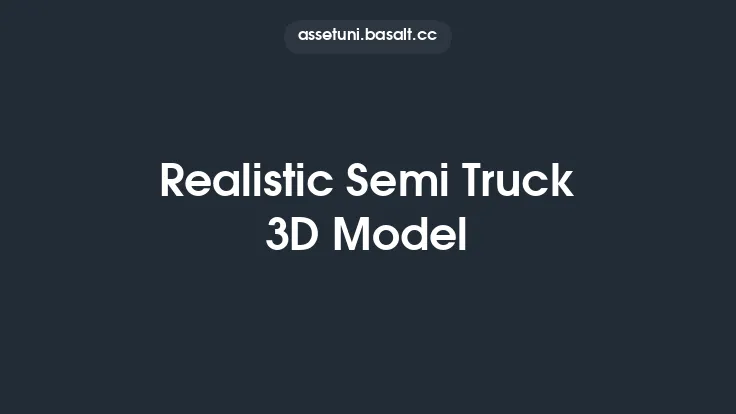 Realistic Semi Truck 3D Model Thumbnail