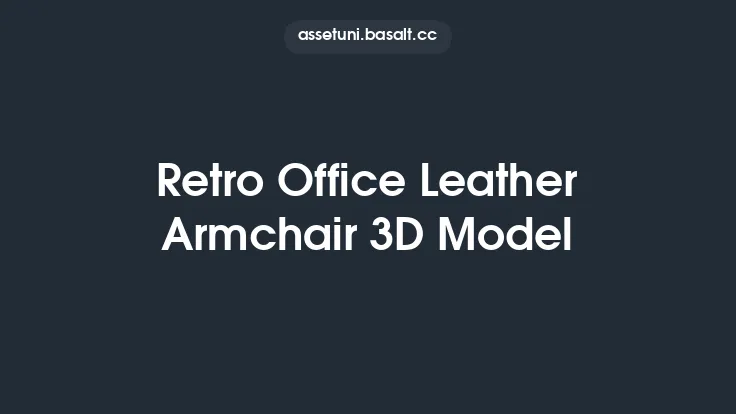 Retro Office Leather Armchair 3D Model Thumbnail