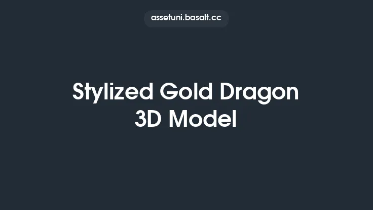 Stylized Gold Dragon 3D Model Thumbnail