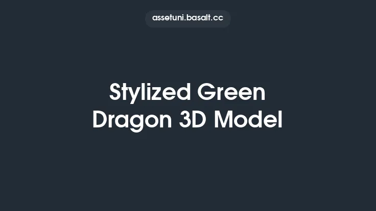 Stylized Green Dragon 3D Model Thumbnail