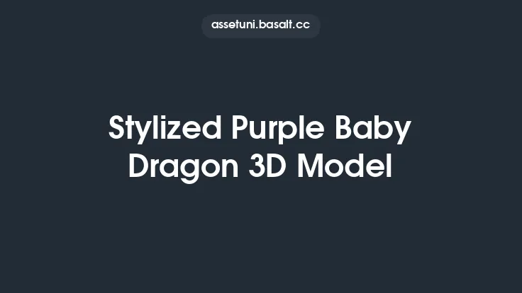 Stylized Purple Baby Dragon 3D Model Thumbnail