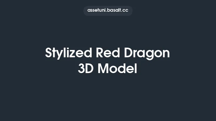 Stylized Red Dragon 3D Model Thumbnail