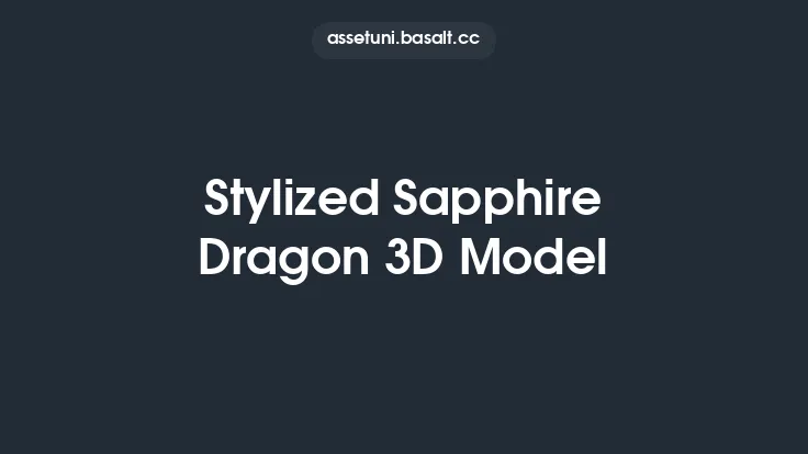 Stylized Sapphire Dragon 3D Model Thumbnail