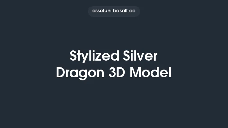 Stylized Silver Dragon 3D Model Thumbnail