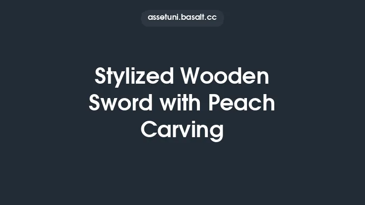 Stylized Wooden Sword with Peach Carving Thumbnail