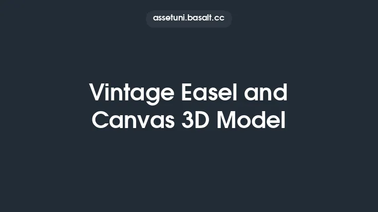 Vintage Easel and Canvas 3D Model Thumbnail
