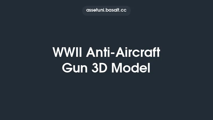 WWII Anti-Aircraft Gun 3D Model Thumbnail