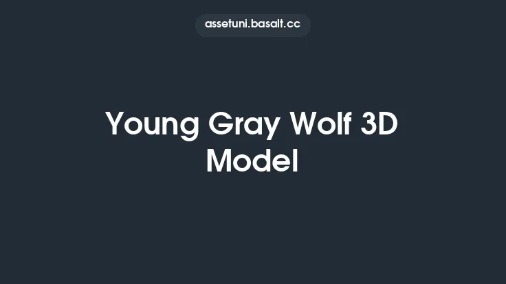 Young Gray Wolf 3D Model Thumbnail